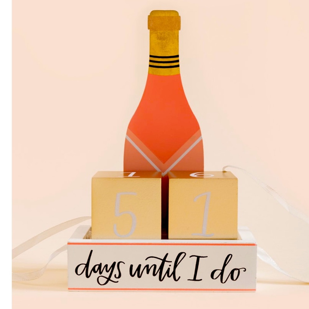 Champagne wedding bridal countdown blocks